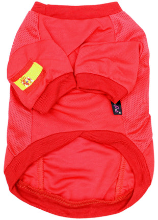 Parisian Pet 'Team Spain' Jersey for Dogs & Cats – Spain Flag-Inspired Pet Outfit, Soccer Fan Apparel for Dogs & Cats, Red and Yellow Stripes