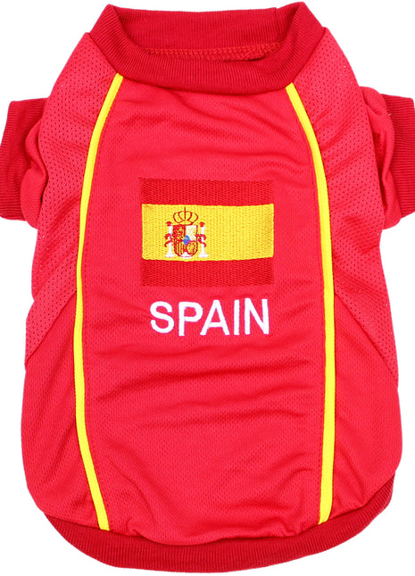 Parisian Pet 'Team Spain' Jersey for Dogs & Cats – Spain Flag-Inspired Pet Outfit, Soccer Fan Apparel for Dogs & Cats, Red and Yellow Stripes