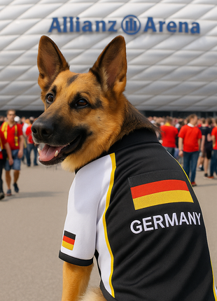 Parisian Pet 'Team Germany' - Jersey, Dog Sports Jersey for Soccer Fans, Germany Flag Dog Shirt for Dogs & Cats, Black