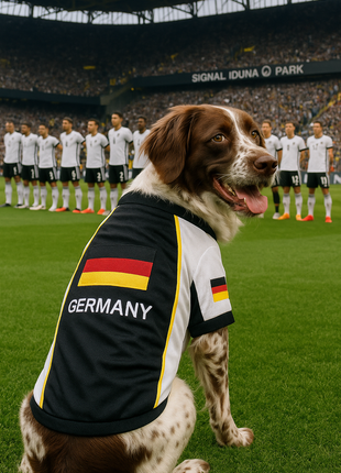 Parisian Pet 'Team Germany' - Jersey, Dog Sports Jersey for Soccer Fans, Germany Flag Dog Shirt for Dogs & Cats, Black