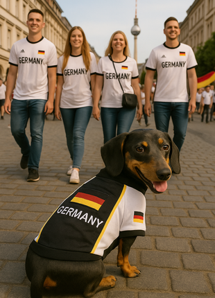 Parisian Pet 'Team Germany' - Jersey, Dog Sports Jersey for Soccer Fans, Germany Flag Dog Shirt for Dogs & Cats, Black