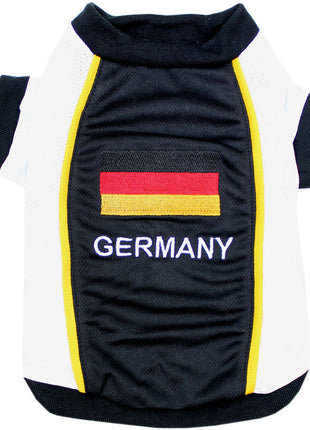 Parisian Pet 'Team Germany' - Jersey, Dog Sports Jersey for Soccer Fans, Germany Flag Dog Shirt for Dogs & Cats, Black