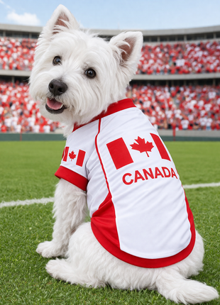 Parisian Pet 'Team Canada' Jersey for Dogs & Cats – Canada Flag-Inspired Pet Outfit, Soccer Fan Apparel for Dogs & Cats, Red and White Design
