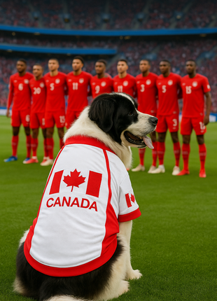 Parisian Pet 'Team Canada' Jersey for Dogs & Cats – Canada Flag-Inspired Pet Outfit, Soccer Fan Apparel for Dogs & Cats, Red and White Design