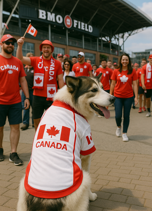 Parisian Pet 'Team Canada' Jersey for Dogs & Cats – Canada Flag-Inspired Pet Outfit, Soccer Fan Apparel for Dogs & Cats, Red and White Design