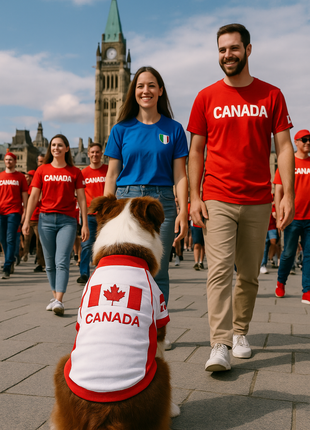 Parisian Pet 'Team Canada' Jersey for Dogs & Cats – Canada Flag-Inspired Pet Outfit, Soccer Fan Apparel for Dogs & Cats, Red and White Design