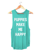 Puppies Make Me Happy |  Women's Sleeveless Tank | Made in USA