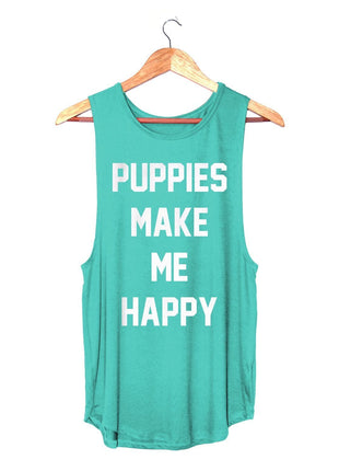 Puppies Make Me Happy |  Women's Sleeveless Tank | Made in USA