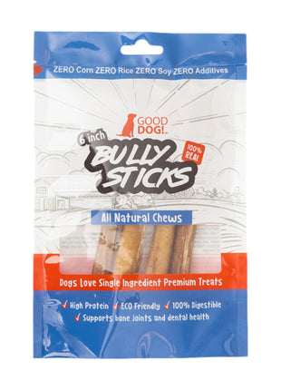 All-Natural Beef Bully Stick Dog Treats – Nutrient-Rich, and High-Protein – 6-Inch Standard (4-Pack)