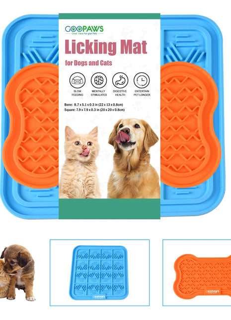 GOOPAWS Licking Mat 2 Pack, Orange & Blue