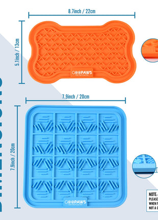 GOOPAWS Licking Mat 2 Pack, Orange & Blue
