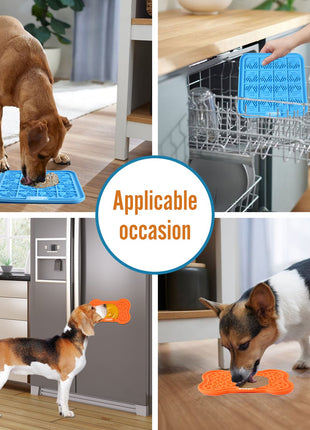 GOOPAWS Licking Mat 2 Pack, Orange & Blue