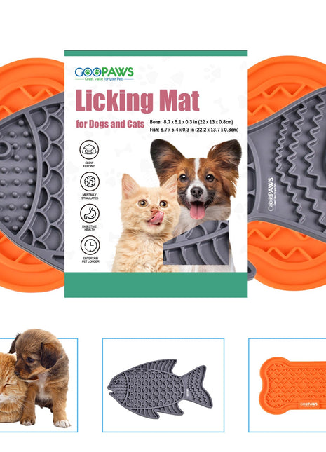 GOOPAWS Licking Mat 2 Pack, Orange & Grey