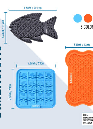 GOOPAWS Licking Mat 3 Pack, Orange & Grey & Blue