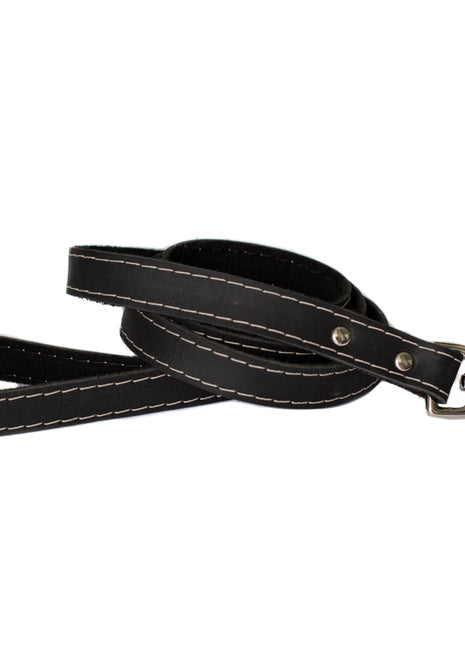 Traditional Midnight Black Leather Leash