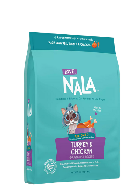 Turkey & Chicken Grain Free Recipe Air-Dried Adult Cat Food 1lb bag