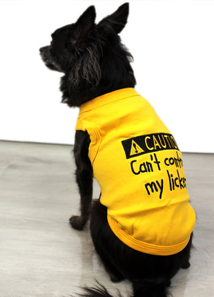 Parisian Pet 'Licker' Novelty Dog Apparel – Fun Embroidered Pet Wear for Dogs & Cats, Yellow