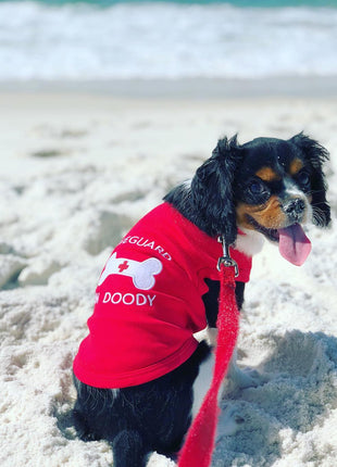 Parisian Pet 'Lifeguard on Doody' Dog & Cat T-Shirt – Funny Cotton Shirt, Stylish & Comfortable Pet Apparel – Red