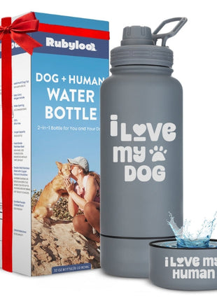Dog + Human Water Bottle with Detachable Dog Bowl