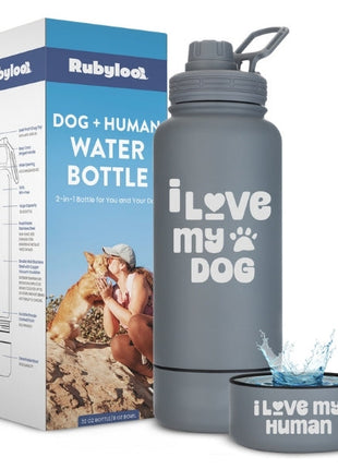 Dog + Human Water Bottle with Detachable Dog Bowl