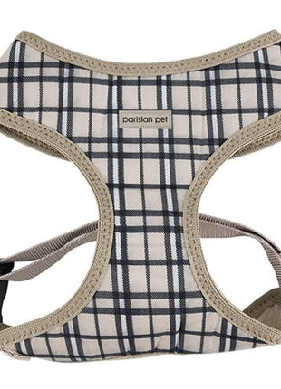 Parisian Pet 'Freedom Harness Khaki Plaid' for Dogs & Cats – Comfortable and Adjustable Dog Harness, Stylish Khaki Plaid Design