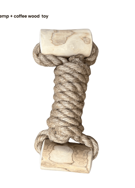 hemp rope + coffee wood toy