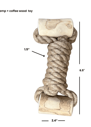 hemp rope + coffee wood toy