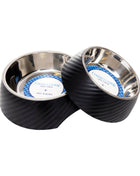 Country Living Set of 2 Round Twill Melamine Dog Bowls with Removable Stainless Steel Inserts – Black