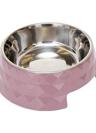 Country Living Set of 2 Diamond Twill Melamine Dog Bowls with Removable Stainless Steel Inserts – Wood Rose