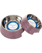 Country Living Set of 2 Diamond Twill Melamine Dog Bowls with Removable Stainless Steel Inserts – Wood Rose