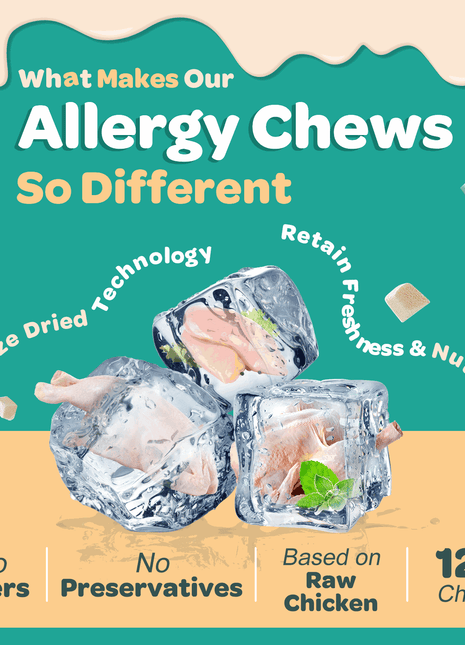 Dogs & Cats Allergy Relief Freeze Dried Chews, with Probiotics, Colostrum for Immune Health