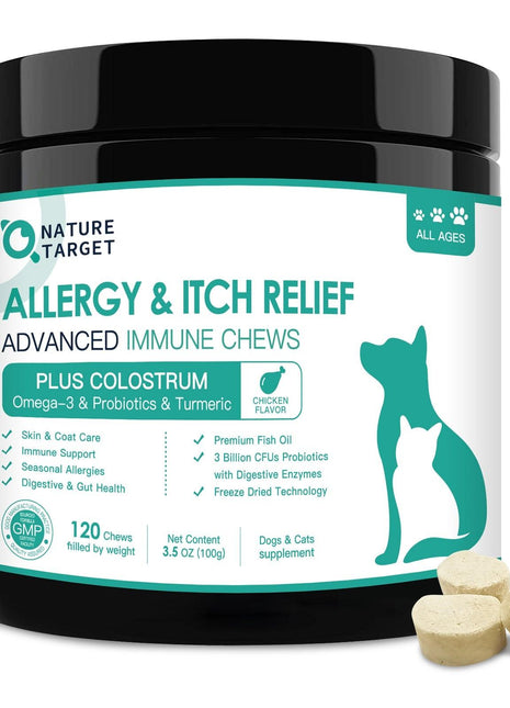 Dogs & Cats Allergy Relief Freeze Dried Chews, with Probiotics, Colostrum for Immune Health