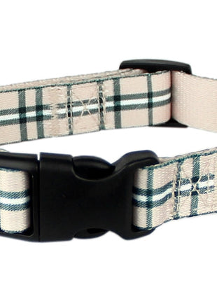 Parisian Pet 'Scottish Plaid' Collar, for Dogs & Cats, Adjustable Pet Collar, Stylish Plaid Dog Collar Khaki