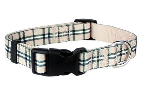 Parisian Pet 'Scottish Plaid' Collar, for Dogs & Cats, Adjustable Pet Collar, Stylish Plaid Dog Collar Khaki