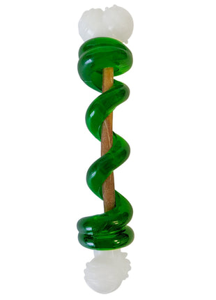Country Living Bone-a-Treat Dog Chew Toy – Orange Bulged Balls & Green Spiral Ring
