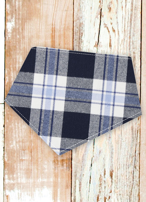 "Navy/White Plaid FLANNEL" Dog Bandana