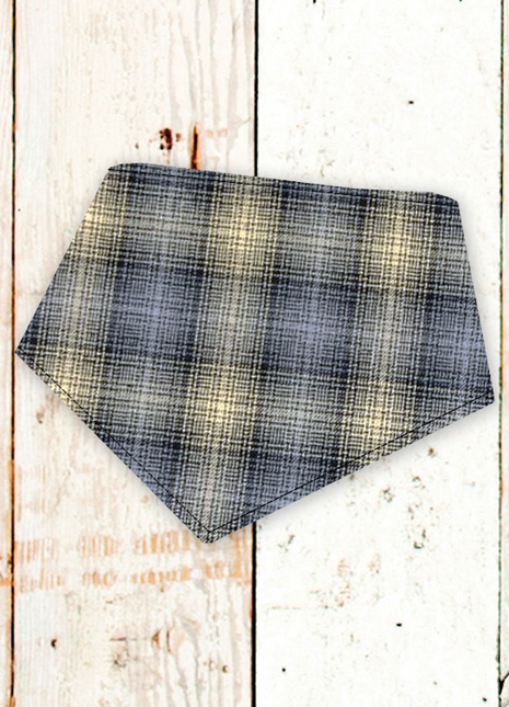"Neutral Grey Plaid FLANNEL" Dog Bandana