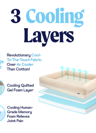 PupChill™ Cooling 4-Bolster Dog Bed - Arctic Sand