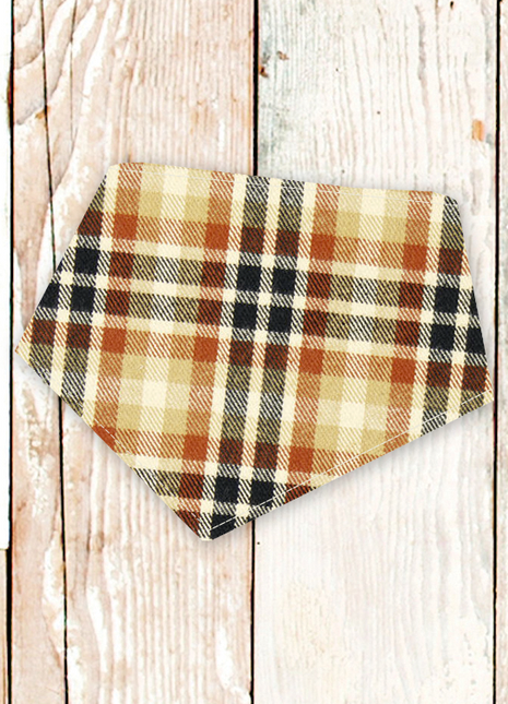 "Orange Navy Plaid FLANNEL" Dog Bandana