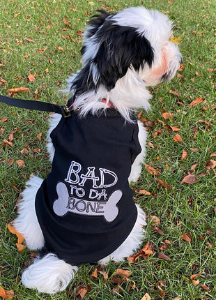 Parisian Pet 'Bad to da Bone' Dog Shirt – Trendy Slogan T-Shirt for Dogs & Cats, Black