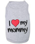 Parisian Pet 'I Love Mommy®' Embroidered Cotton T-shirt for Dogs & Cats – Gray-Valentine's Day