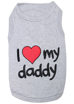 Parisian Pet 'I Love Daddy®' Lightweight Pet T-Shirt – Stylish Dog Clothing for Small Dogs & Cats, Gray