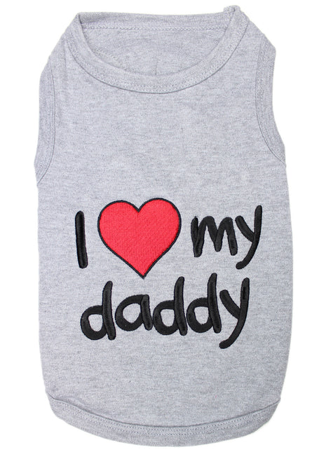 Parisian Pet 'I Love Daddy®' Lightweight Pet T-Shirt – Stylish Dog Clothing for Small Dogs & Cats, Gray