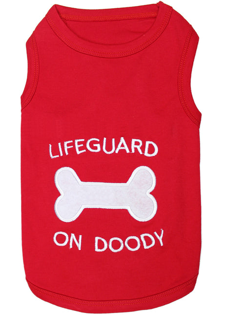 Parisian Pet 'Lifeguard on Doody' Dog & Cat T-Shirt – Funny Cotton Shirt, Stylish & Comfortable Pet Apparel – Red