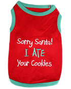 Parisian Pet 'Sorry Santa, I Ate Your Cookies' Christmas Shirt for Pets - Festive Dog & Cat Outfit, Red