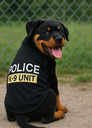 Parisian Pet 'Police' K-9 Unit Dog Outfit – Comfortable Uniform for Small Dogs & Cats, Black