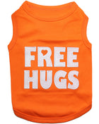 Parisian Pet 'Free Hugs' Embroidered Dog T-Shirt – Trendy Casual Outfit for Small Dogs & Cats, Orange - Valentine's Day