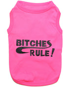 Parisian Pet 'Bitches Rule' Dog & Cat T-Shirt – Funny Embroidered Cotton Apparel, Comfortable & Stylish – Pink