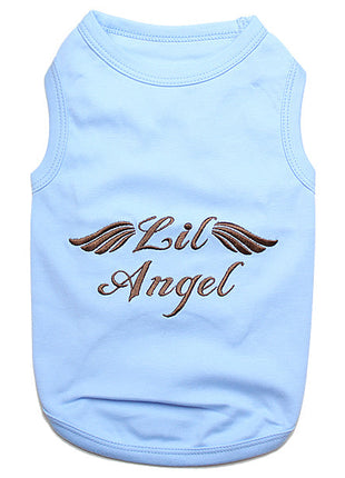Parisian Pet 'Lil Angel' Dog & Cat T-Shirt – Comfortable & Lightweight Embroidered Novelty Pet Shirt – Light Blue