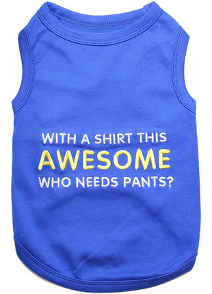 Parisian Pet 'Awesome' Dog & Cat T-Shirt – Comfortable & Lightweight Cotton, Funny Novelty Pet Shirt – Blue